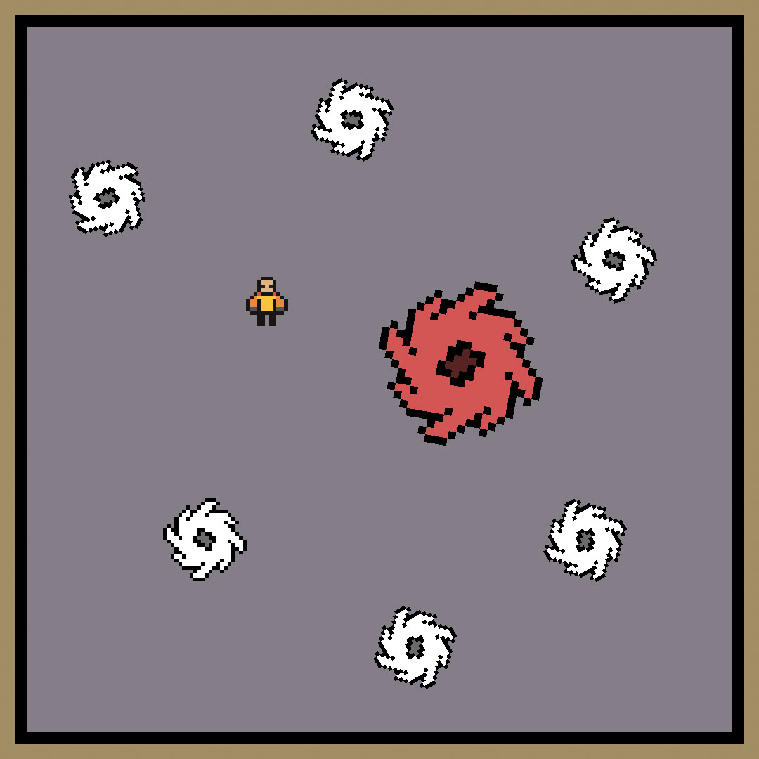 screenshot from the AI-generated game with tiny saws