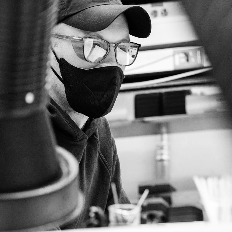 Ed Sisco in a mask