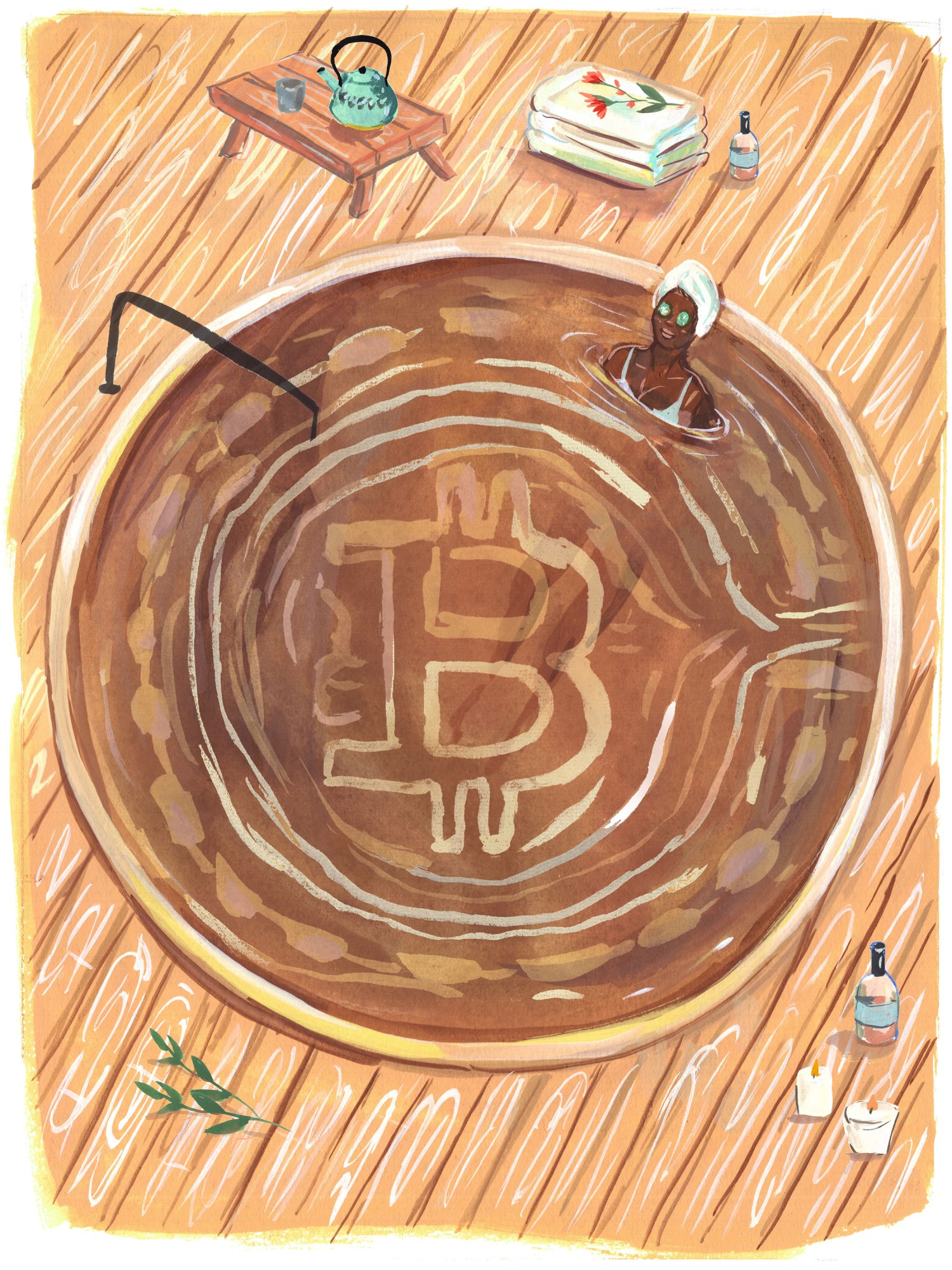 spa tub with bitcoin symbol